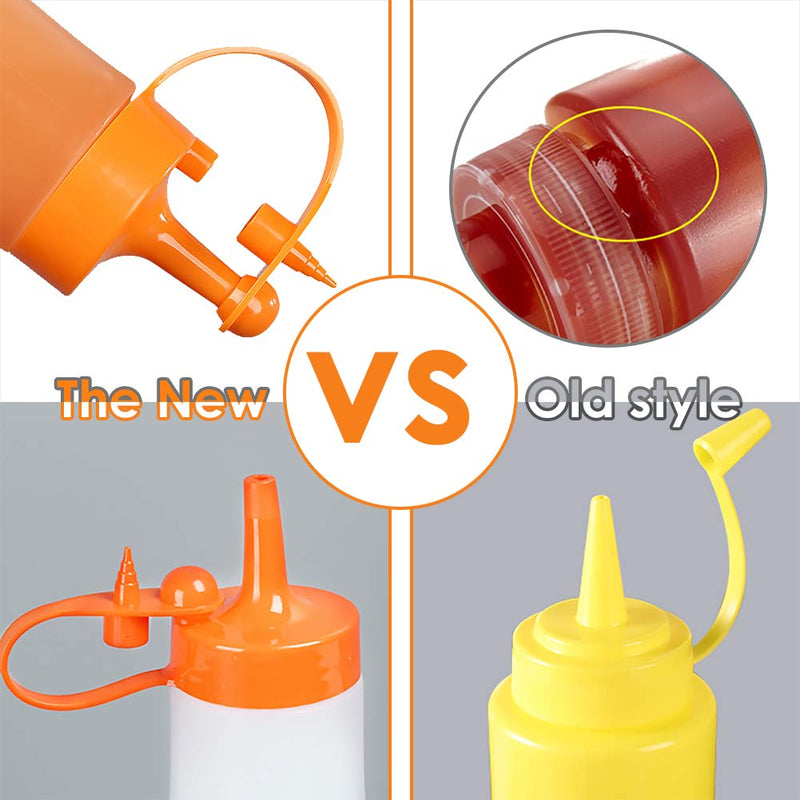 [Australia - AusPower] - Condiment Squeeze Bottle Sauce Squeeze Squirt Bottle for Kitchen Plastic Syrup Salad Dressing Container Food Dispenser for Oil Ketchup Griddle Hot Sauce Catsup Pancake Art 16 OZ, Pack of 3 Brown, 3 