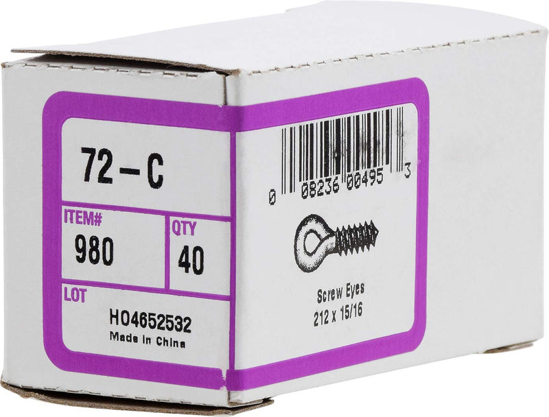 [Australia - AusPower] - Hillman 980#212 x 15/16-Inch Screw Eye, 40-Pack 