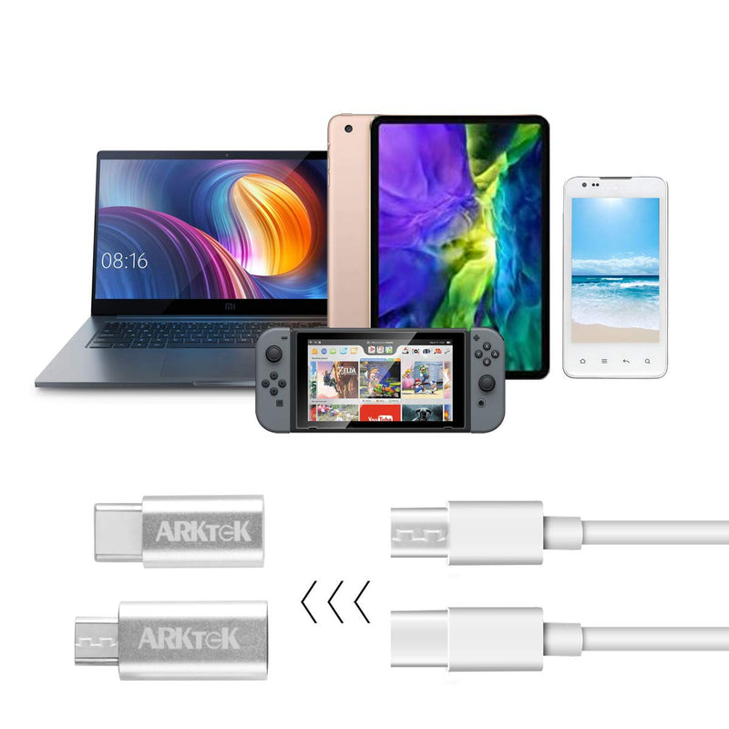 [Australia - AusPower] - ARKTEK USB-C Adapter – USB C to Micro USB Adapter on Data Transfer Charging Cable Adapter Compatible with Galaxy S20 Note 10 Pixel 4 OnePlus 7T, Galaxy S7 (Edge) Chromebook and More (Pack of 2) 
