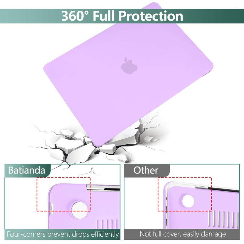 [Australia - AusPower] - Batianda for MacBook Air 13 Inch Case 2020 2019 2018 Release A2337 M1 A2179 A1932 with Touch ID, Plastic Hard Shell Cover + Keyboard Cover, C-Matte Purple 