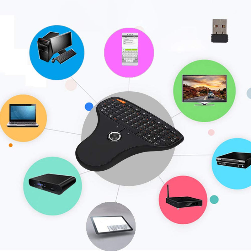 [Australia - AusPower] - Mini USB MultiMedia Keyboard ,2.4G USB Wireless Keyboard Trackball Wireless Keyboard Controller and Mouse Combo with Touchpad for TV Computer 