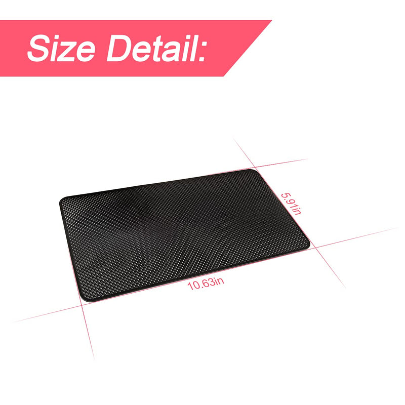 [Australia - AusPower] - Car Dashboard Anti-Slip Rubber Pad, 10.6 x 5.9 Universal Non-Slip Car Magic Dashboard Sticky Adhesive Mat for Phones Sunglasses Keys Electronic Devices and More Use (Black/Grid) Black/Grid 