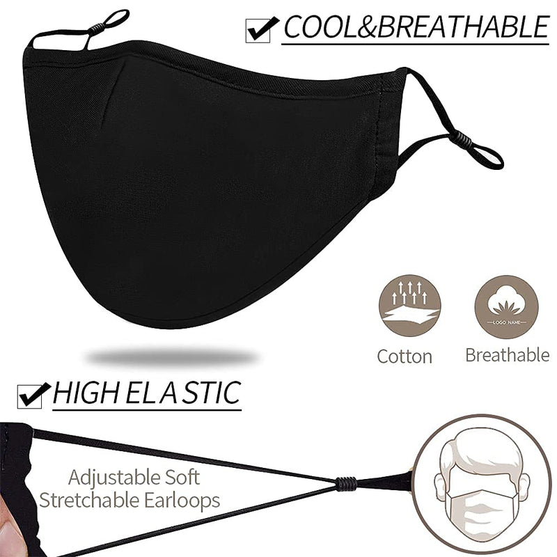 [Australia - AusPower] - YYTDAISHU 6 Pack Black Reusable Breathable Cloth Face Protection, Adjustable Washable Male and Women Fashion Face Protection Cover 6pcs 