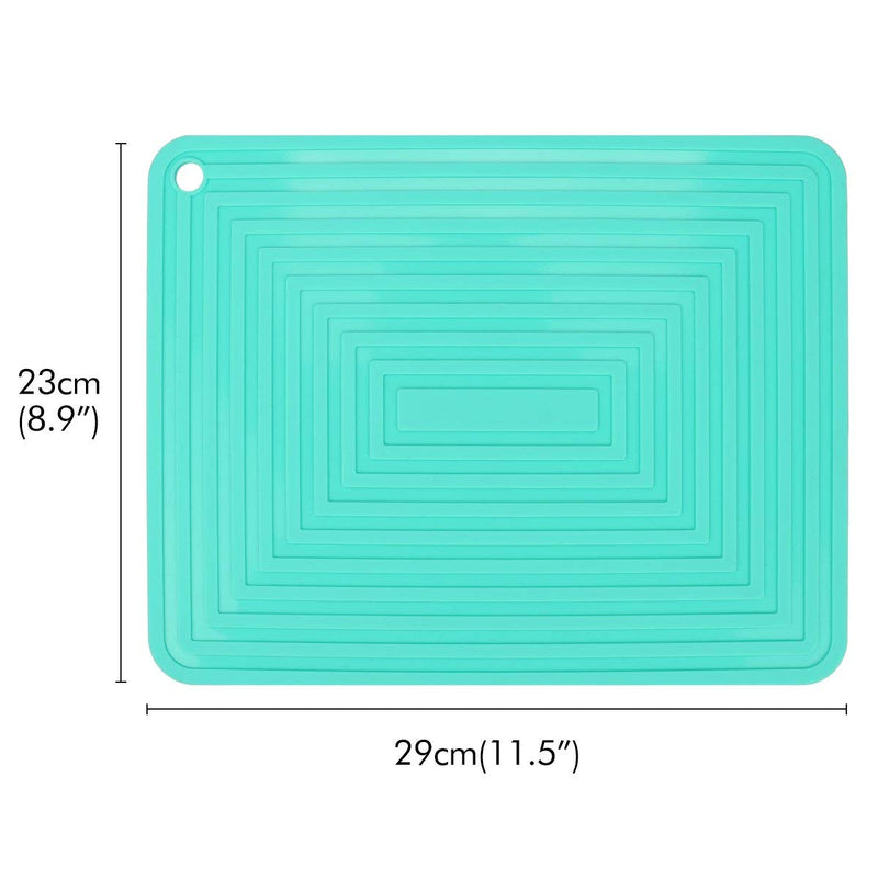 [Australia - AusPower] - Large Silicone Trivet Mats for Hot Dishes/Pots Pans, Heat Resistant Pot Holder,9"x12" Non Slip Flexible Durable Pot Coaster Kitchen Table Mats Set of 2 (Teal) Teal 