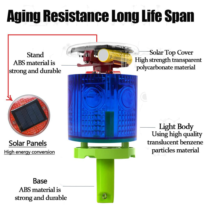 [Australia - AusPower] - LEDHOLYT Solar Strobe Warning Light, Super Bright Single Column Solar Emergency Strobe Warning Light Wireless Flashing Barricade Safety Road Construction Traffic Flicker Beacon Lamp (Blue) Blue 