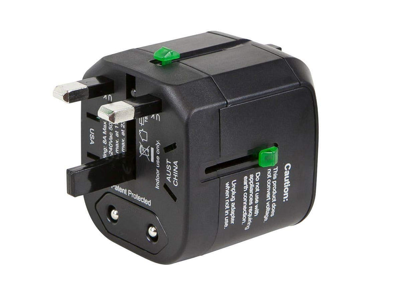 [Australia - AusPower] - Monoprice 109876 Compact Cube Universal Travel Adaptor - Retail Packaging - Black 