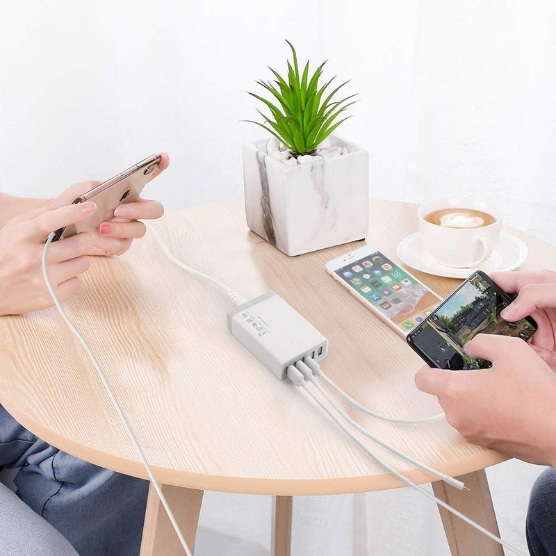 [Australia - AusPower] - Multi Port USB Wall Charger 40W 8A, 5 Port Desktop USB Charging Station for Multiple Devices, Travel Portable USB Charger for Cell Phone, Tablet USB 5-Port Charger 