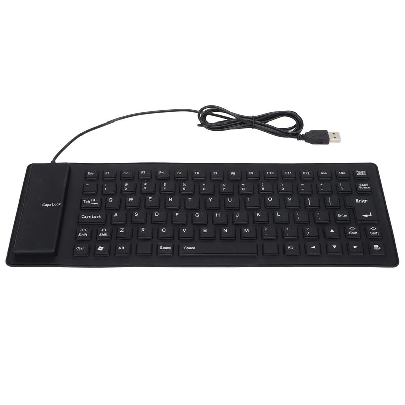 [Australia - AusPower] - Roll-up Silicone Keyboard, Fully Sealed Silent Soft Keyboard Lightweight Portable USB Wired Keyboard 85 Keys Foldable Waterproof Flexible Keyboard(Black) black 