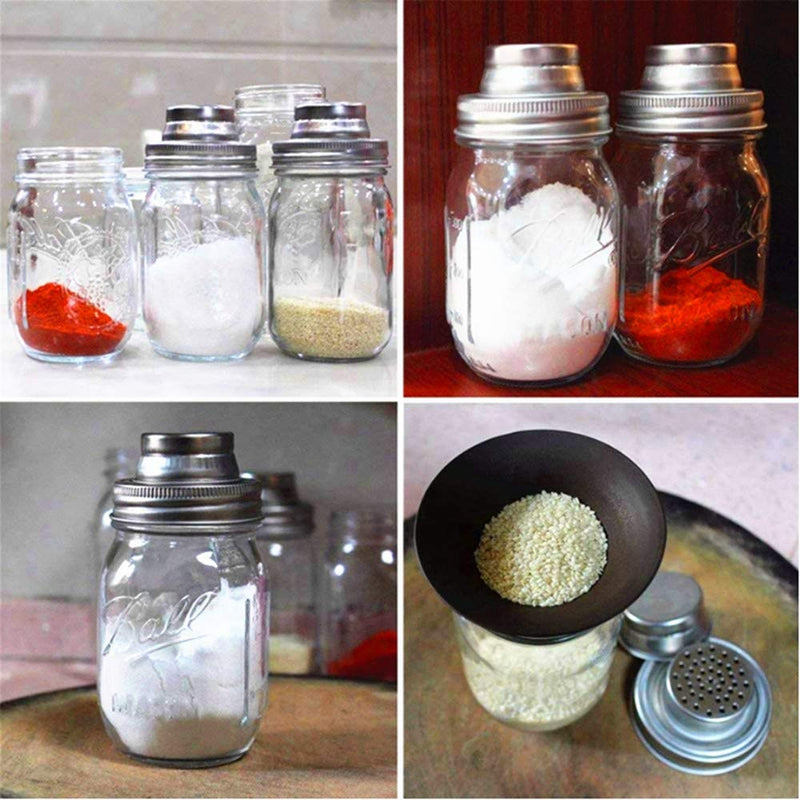 [Australia - AusPower] - 2 Pack Stainless Steel Mason Jar Shaker Lids with Silicone Seals for Dredge Flour,Mix Spices,Sugar, Salt, Peppers and Any Regular Mouth Mason Jar Canning Jar 