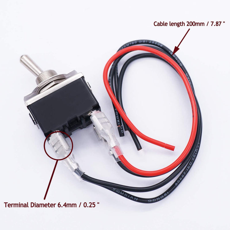 [Australia - AusPower] - TWTADE 3 Pcs Latching Toggle Rocker Switches 4 Pin 2 Position ON/Off DPST Heavy Duty 16A 250VAC Spade Terminal Metal Boat Switch with Waterproof Boot Cap + 6.3mm Terminal Wires TEN-1221MZX-B201 