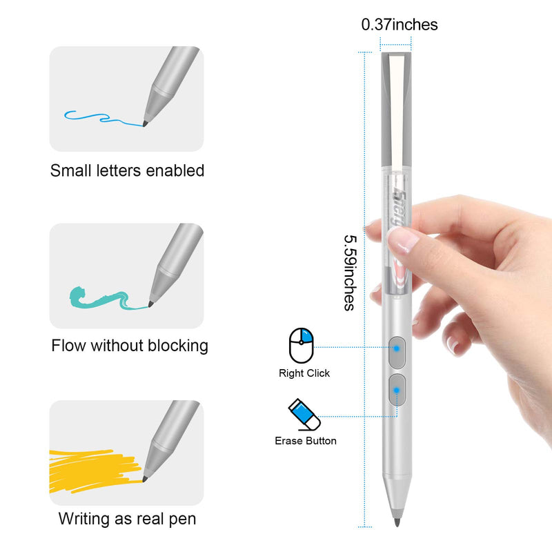 [Australia - AusPower] - ﻿Stylus Pen for Microsoft Surface Pro 7, Compatible with Surface Pro X/7/6/5/4/3, Surface Go 2/1, Surface Laptop 4/3/2/1, Surface Book 3/2/1, Surface Studio 2/1, Palm Rejection 1024 Pressure (Silver) Silver 