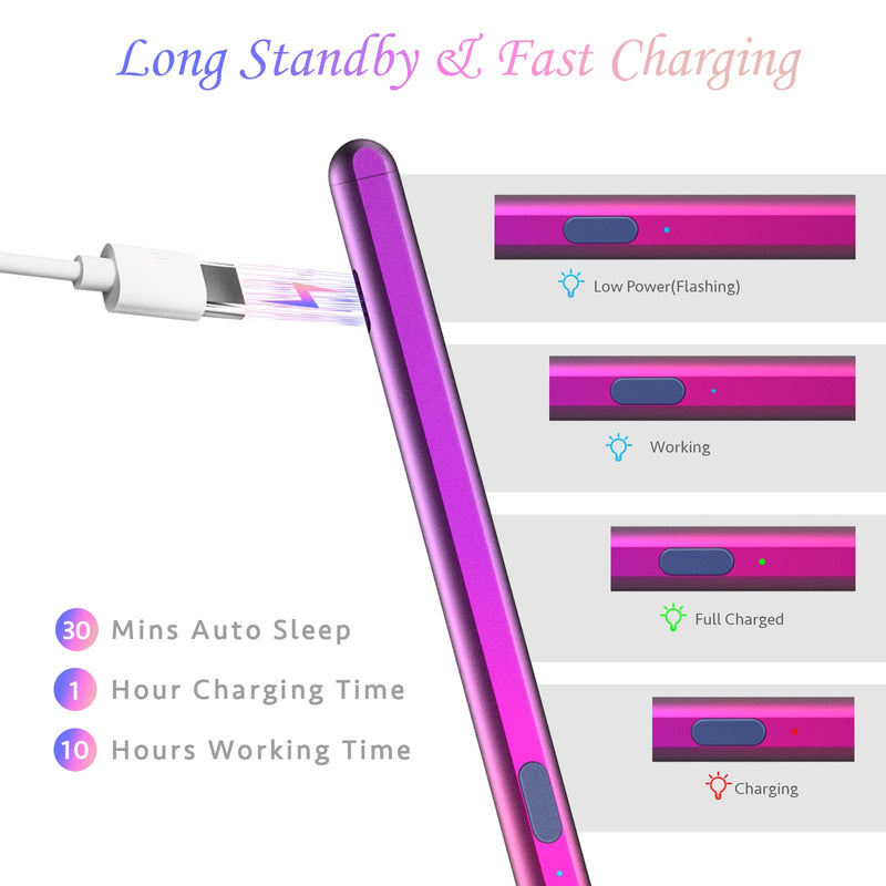 [Australia - AusPower] - Stylus Pen for ipad 9th/8th/7th/6th Generation 2018-2022, Active Pencil Compatible with iPad Mini 6th/5th Gen, iPad Pro (11/12.9 Inch), iPad Air 3rd/4th/5th Gen, Palm Rejection and Magnetic Design Purple 