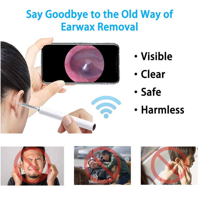 [Australia - AusPower] - Ear Wax Removal Endoscope Otoscope, Earwax Remover Tools, Scope, with 1080P FHD Camera, 6 Led Lights, Wireless Connected, Compatible with iPhone, iPad, Android Smart Phones & Tablets (White) 