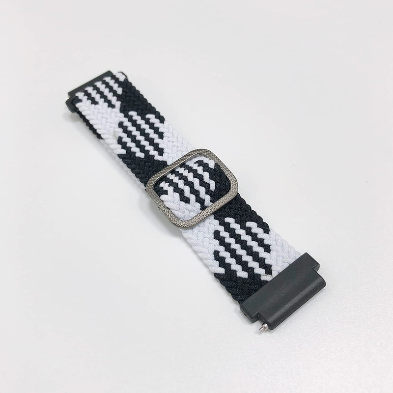 [Australia - AusPower] - 20mm Watch Band Elastic Nylon Loop Quick Release Replacement Adjustable Stretchy Watch Strap Black White 