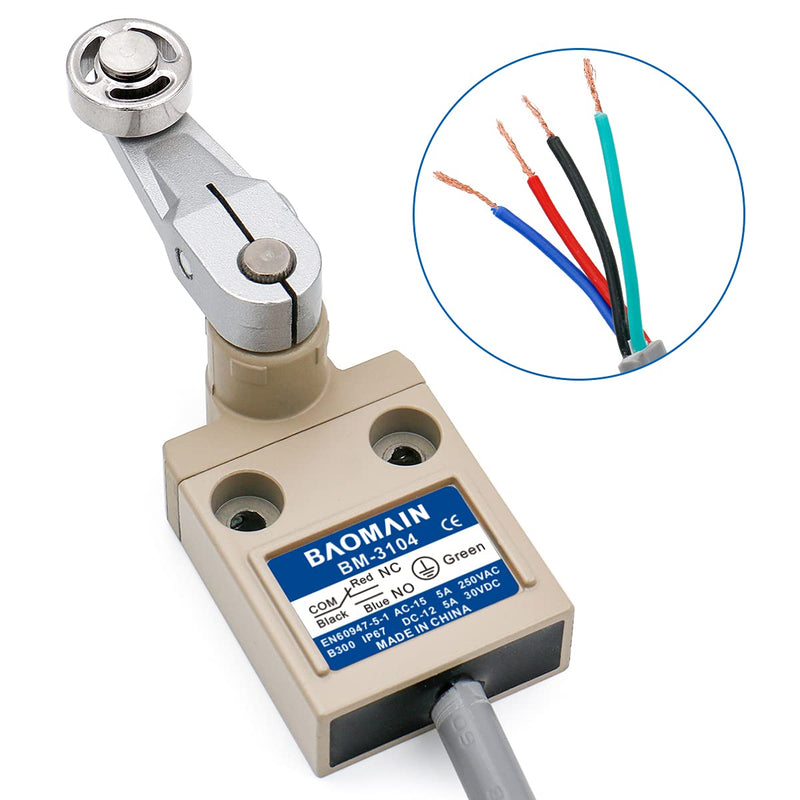 [Australia - AusPower] - Baomain Limit Switch BM-3104 (TZ-3104) Roller Lever Plunger Momentary SPDT NO+NC IP67 Waterproof 