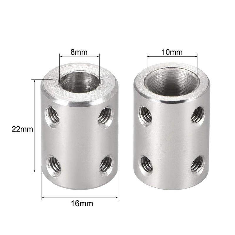 [Australia - AusPower] - uxcell 8mm to 10mm Bore Rigid Coupling Set Screw L22XD16 45# Steel,Shaft Coupler Connector,Motor Accessories,2pcs 