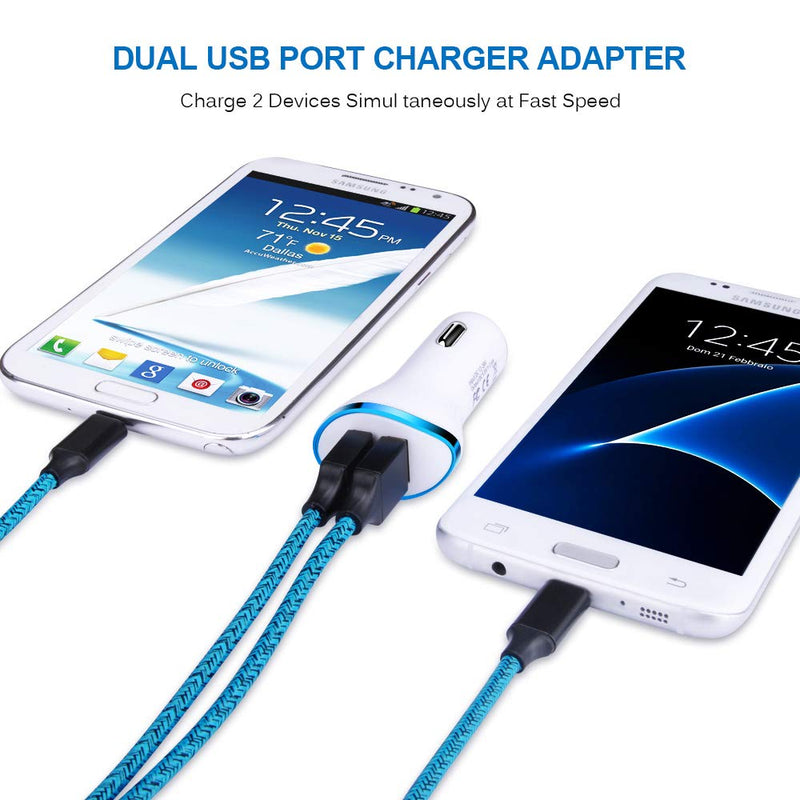 [Australia - AusPower] - Type C Charger, Dual Port Wall Charger, Car Charger, AndHot 2.1A Charging Block+USB Car Adapter+2-Pack 6ft Type C Fast Charging Cable for LG K51 Stylo 6 5 4 G9/G8/V60/V50/G7 ThinQ Q7+ V30 V20 G6 G5 White Blue 