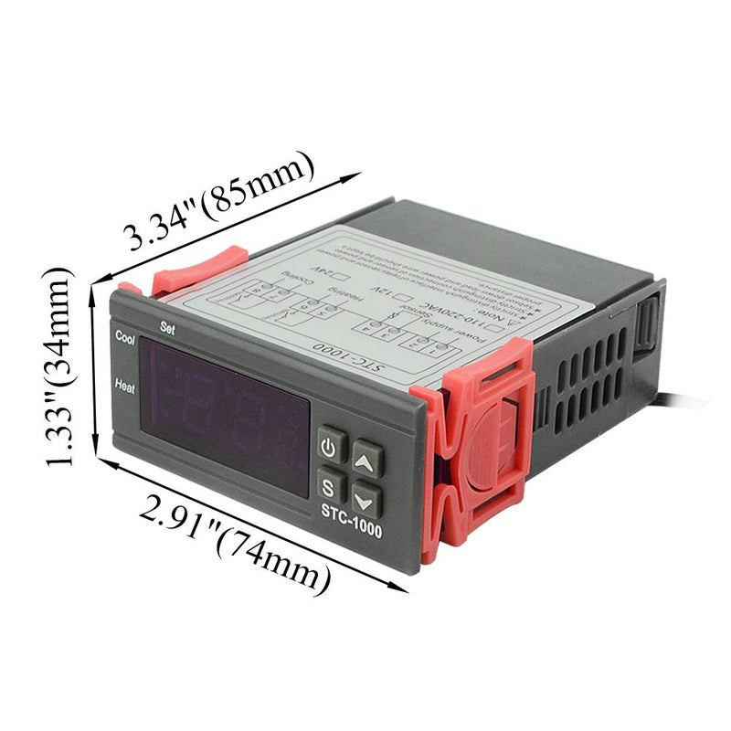 [Australia - AusPower] - XINGYHENG STC-1000 DC 110V-220V 10A Microcomputer Digital Display Temperature Controller Thermostat Control Switch 2 Relay Output Cooling Heating  and NTC 10K Thermistor Sensors Temperature Probe 