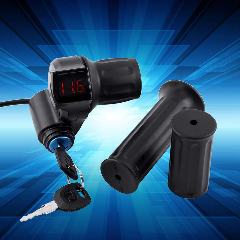 [Australia - AusPower] - Tbest Electric Throttle,Ebike Throttle,Universal E-Bike Throttle Grip Electric Bike Motor Scooter Speed Controller & Cable Set, 12V-99V Half Wrist Twist Grip Throttle Handle with LED Display Key Knock 