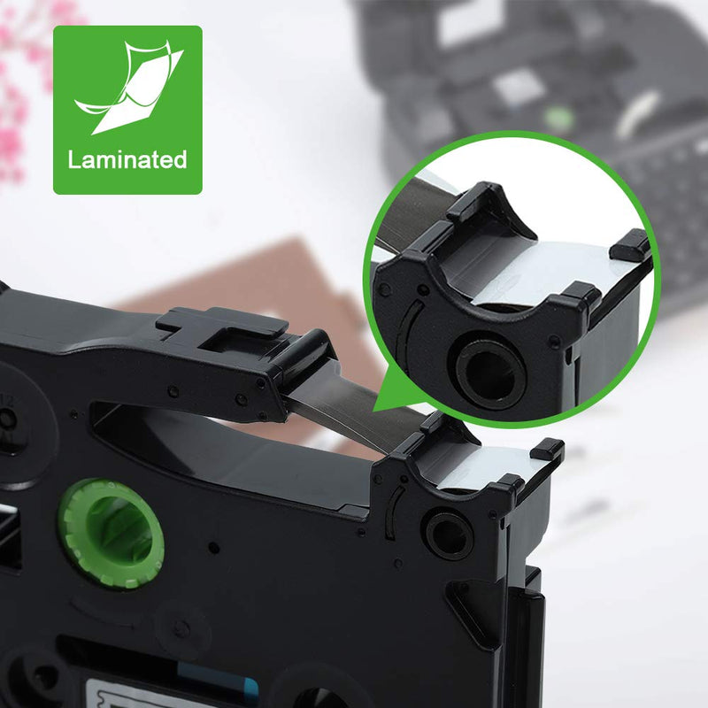 [Australia - AusPower] - Labelife Compatible Label Tape Replacement for P Touch TZe TZ Tape 6mm TZe-211 TZ211 Laminated Tape Cartridge Compatible with P Touch Label Maker Tape, Black on White, 1/4 Inch x 26.2 Feet, 4-Pack 