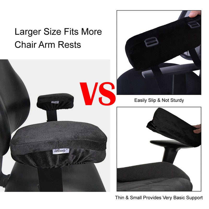 [Australia - AusPower] - Aloudy Ergonomic Memory Foam Office Chair Armrest Pads, Comfy Gaming Chair Arm Rest Covers for Elbows and Forearms Pressure Relief(Set of 2) Medium, Black 