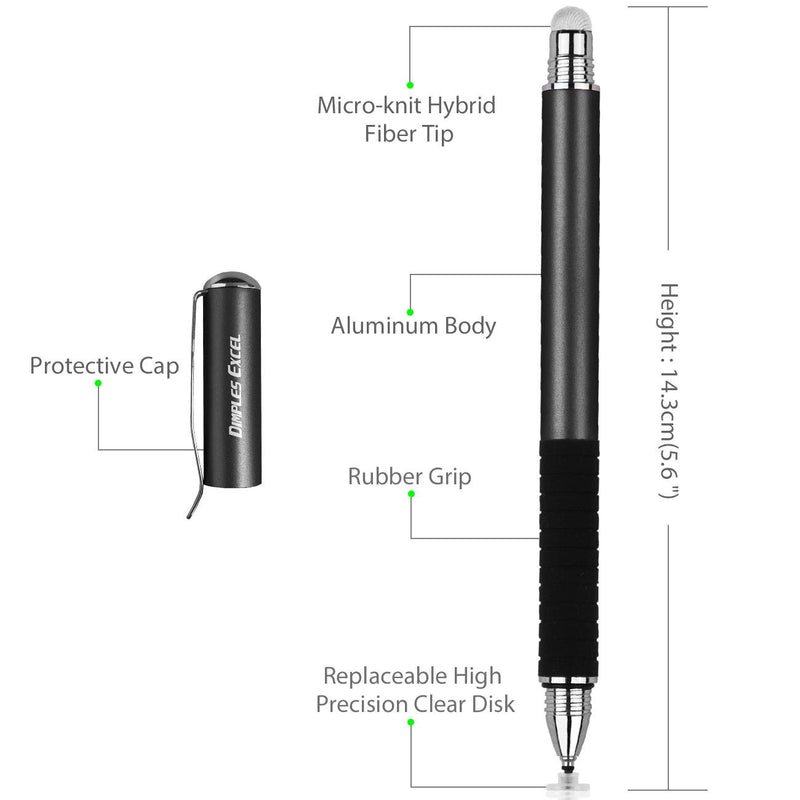 [Australia - AusPower] - Stylus Pens for Touch Screens Stylus for iPad Stylus Pen for Tablet (Jet Black+Jet Black) Jet Black+Jet Black 