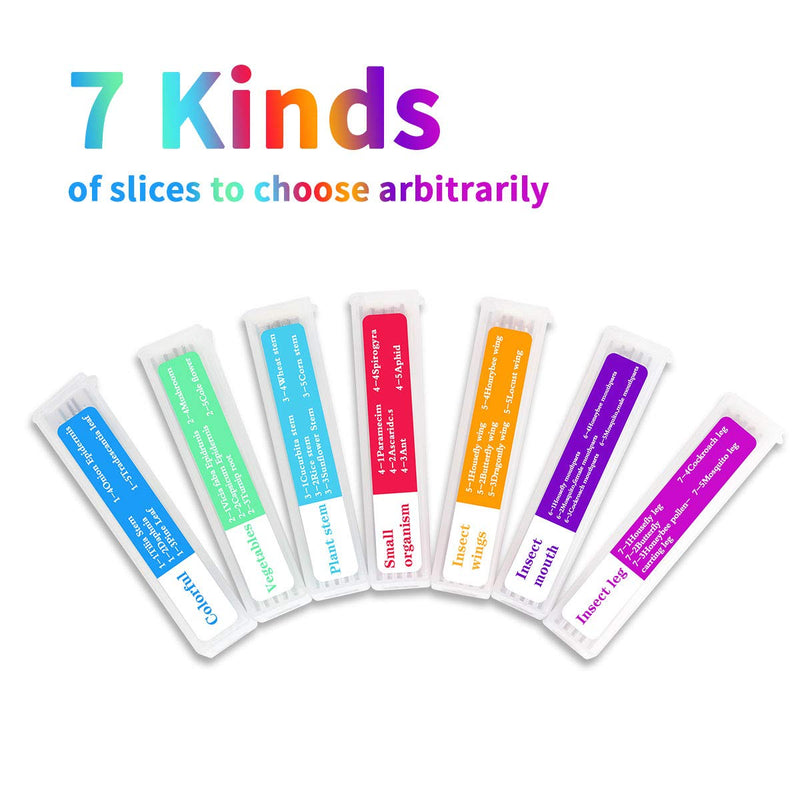 [Australia - AusPower] - Bysameyee 35PCS Prepared Microscope Slides with 7 Types Specimens, Insect/Plant Glass Sample Slide for Kids Adults Family Preschool Education Scientific Enlightenment 