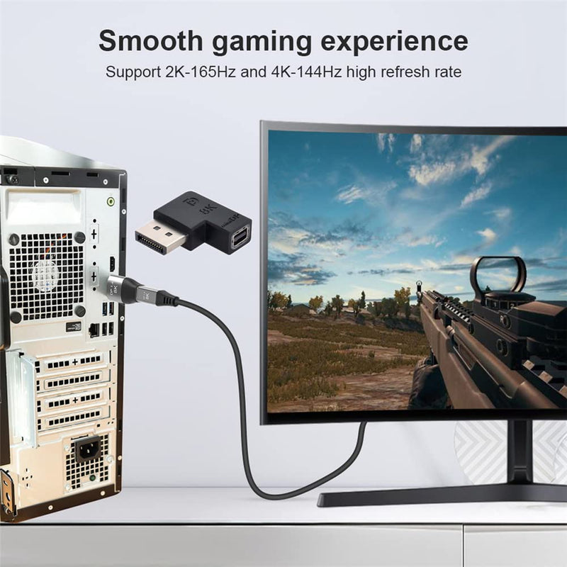 [Australia - AusPower] - NFHK 4pcs/Set Left Angled Mini DisplayPort 1.4 8K 60hz to DP Adapter Male Female Ultra-HD UHD for Video PC Laptop Black Angled x 4 
