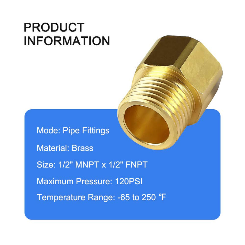 [Australia - AusPower] - KWODE 1/2” Male to 1/2” Female Faucet Adapter Lead Free Brass constructed Sold in Pairs Faucet Pipe Fitting 