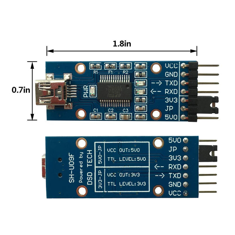 [Australia - AusPower] - DSD TECH SH-U09F USB to TTL Adapter Support 3V3 and 5V0 TTL Featuring Genuine FTDI FT232RL IC 