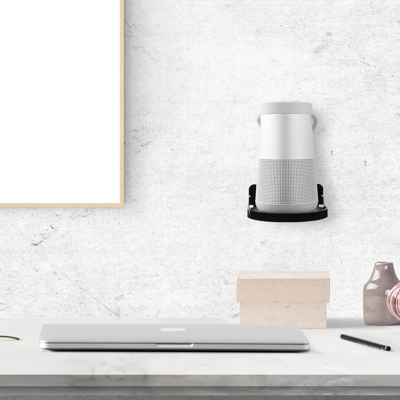 [Australia - AusPower] - TXesign Small Floating Shelf 5.3 inches Wall Speaker Shelf Small Shelf for Bluetooth Speaker, Webcam, Action Figures Acrylic Speaker Mount (Black) Black 
