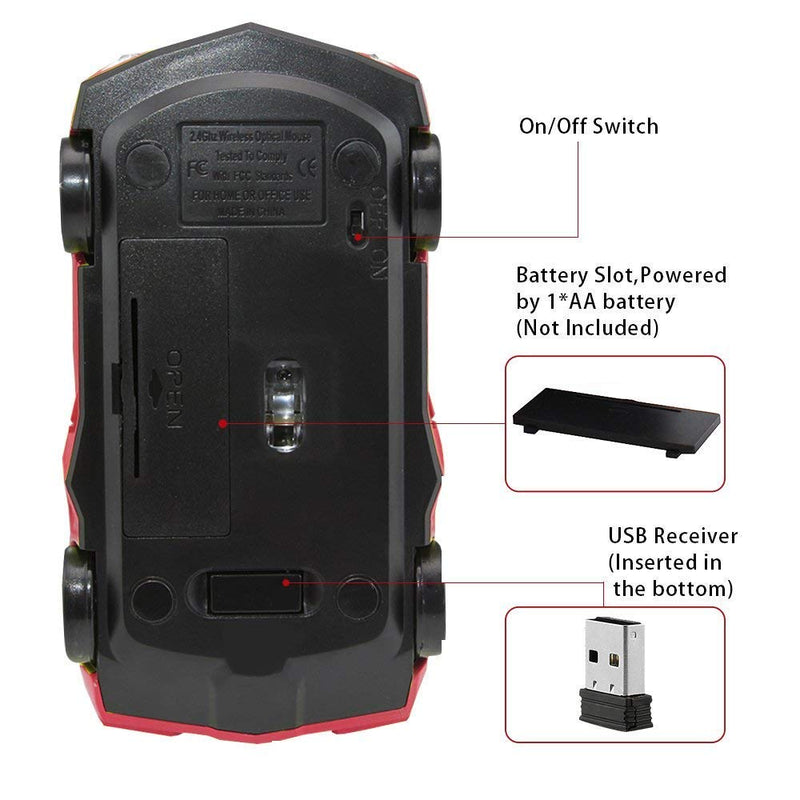 [Australia - AusPower] - ECOiNVA Wireless Sports Car Mouse Computer Mice Shiny Surface 2.4GHz Mouse (Red) Red 