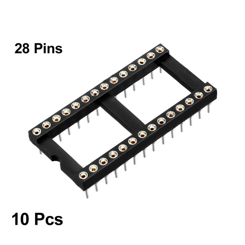 [Australia - AusPower] - uxcell 10pcs DIP IC Chip Socket Adaptor 2.54mm Pitch 15.24mm Row Pitch 2 Row 28 Round Pins Soldering 