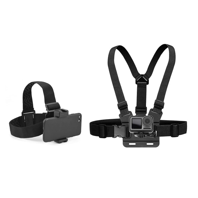 [Australia - AusPower] - Mobile Phone Chest Mount Harness Strap Holder and Phone Head Mount Holder Kit for Shoot POV/VLOG Compatible with iPhone, GoPro and DJI Action 2 Camera 