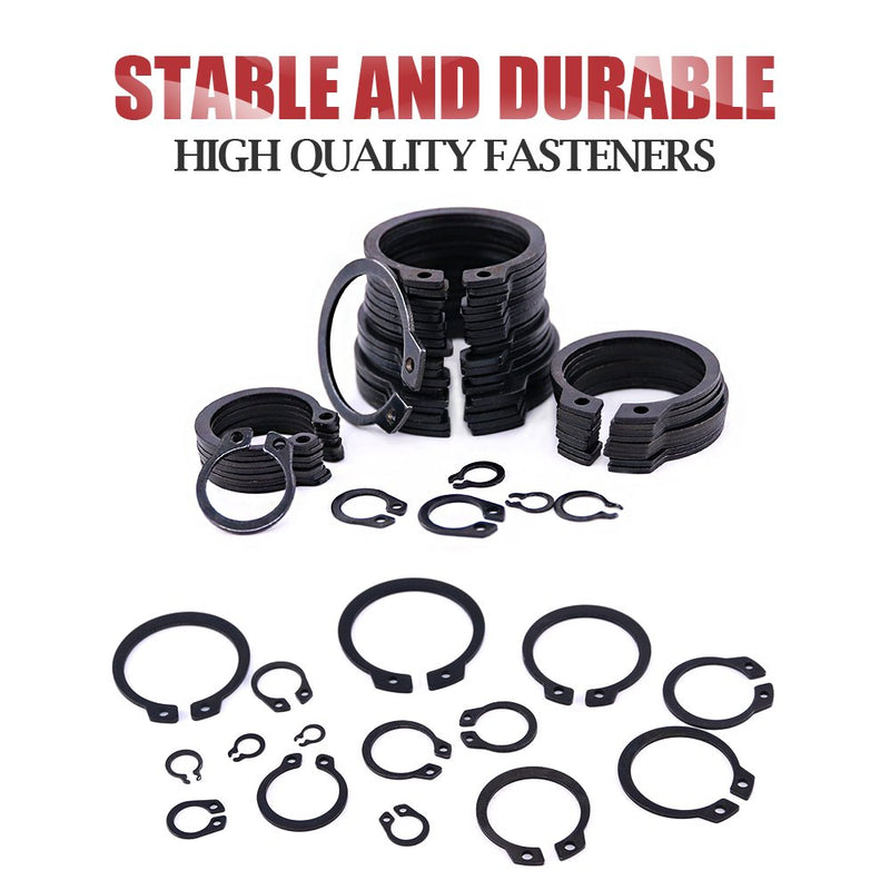 [Australia - AusPower] - Hilitchi 300-Pcs [15-Size] Alloy Steel External Circlip Snap Retaining Clip Ring Assortment Set 