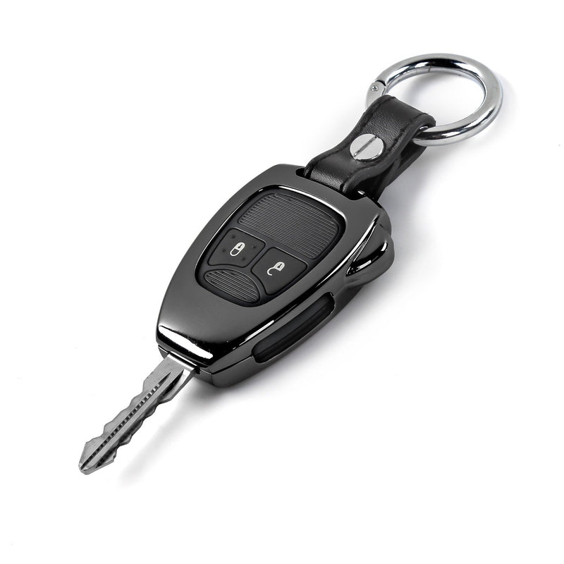 [Australia - AusPower] - JeCar Metal Remote Key Fob Cover Case Shell Fob Protection Hull with Key Chain for Jeep Wrangler JK JKU 2008-2017/Compass 2008-2015/Patriot 2011-2016 Accessories 