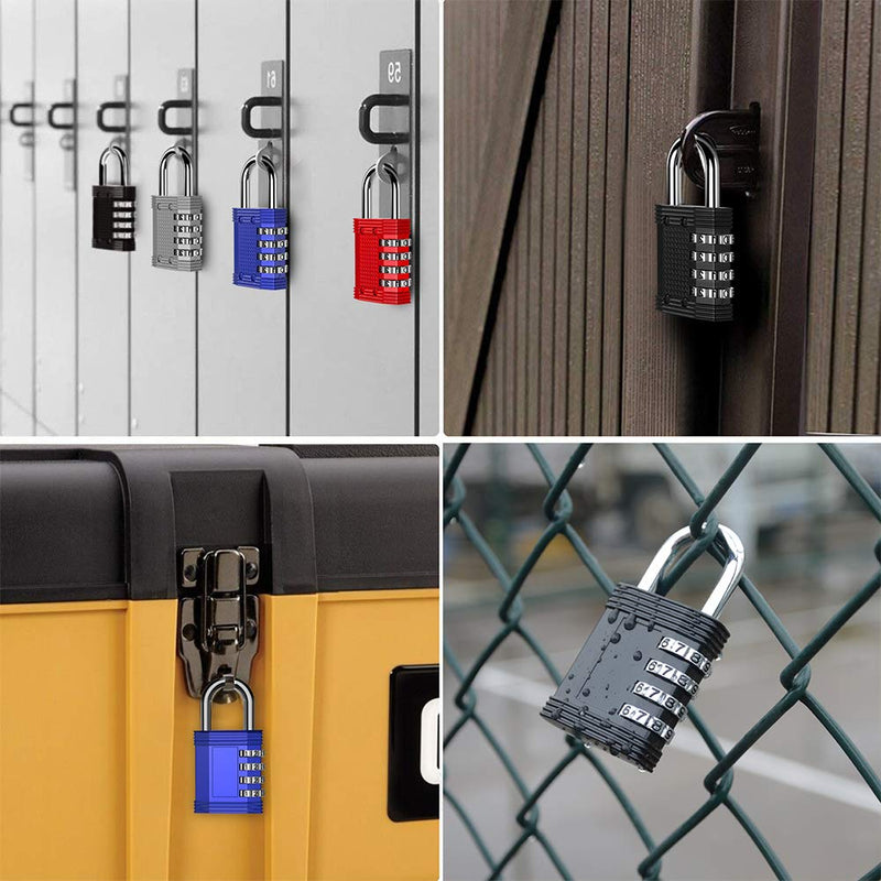 [Australia - AusPower] - ZHEGE Combination Padlocks, 4 Digit Waterproof Lock for Gym, School Locker, Fence, Toolbox, Gate (Black, Pack of 2) Black 