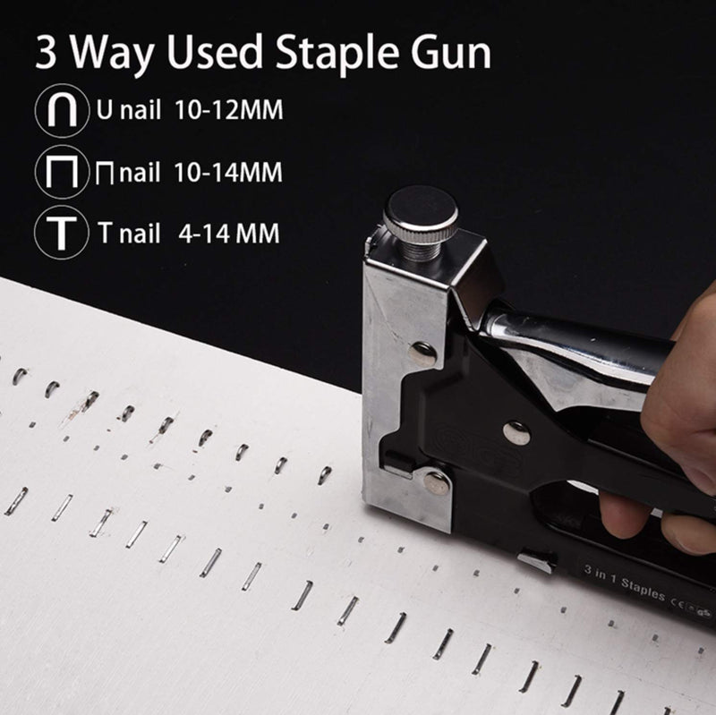[Australia - AusPower] - Edward Tools Pro 3 in 1 Heavy Duty Staple Gun with 600 Staples - for Upholstery, Wood, Garden, Wire, Furniture, Roofing - D,U,T Type Staples - Quick Jam Clear - DIY 