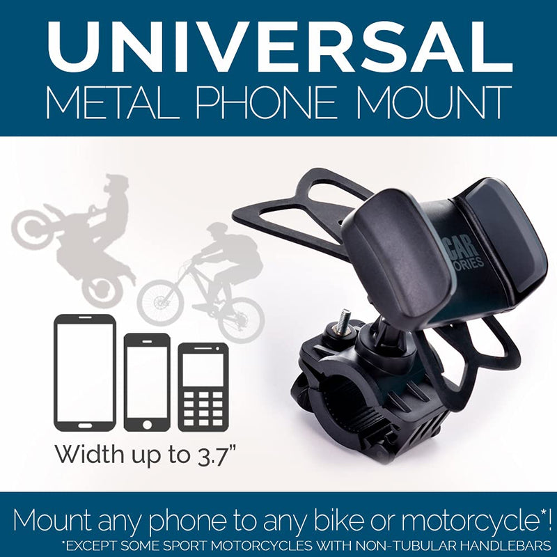 [Australia - AusPower] - The Only Metal Bike & Motorcycle Phone Mount - for Any Smartphone (iPhone 12, Galaxy S21). Unbreakable Handlebar Cell Phone Holder for Bike & Bicycle 