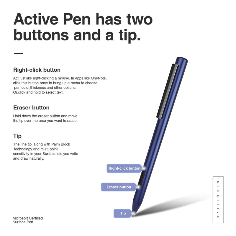[Australia - AusPower] - Stylus Pen for Microsoft Surface, SkyMirror Magnetic Digital Pen Compatible with Surface Pro X/7/6/5/4/3, Surface Book 3/2/1, Surface Go, Surface Laptop with high Pressure Sensitivity (Blue) Blue 