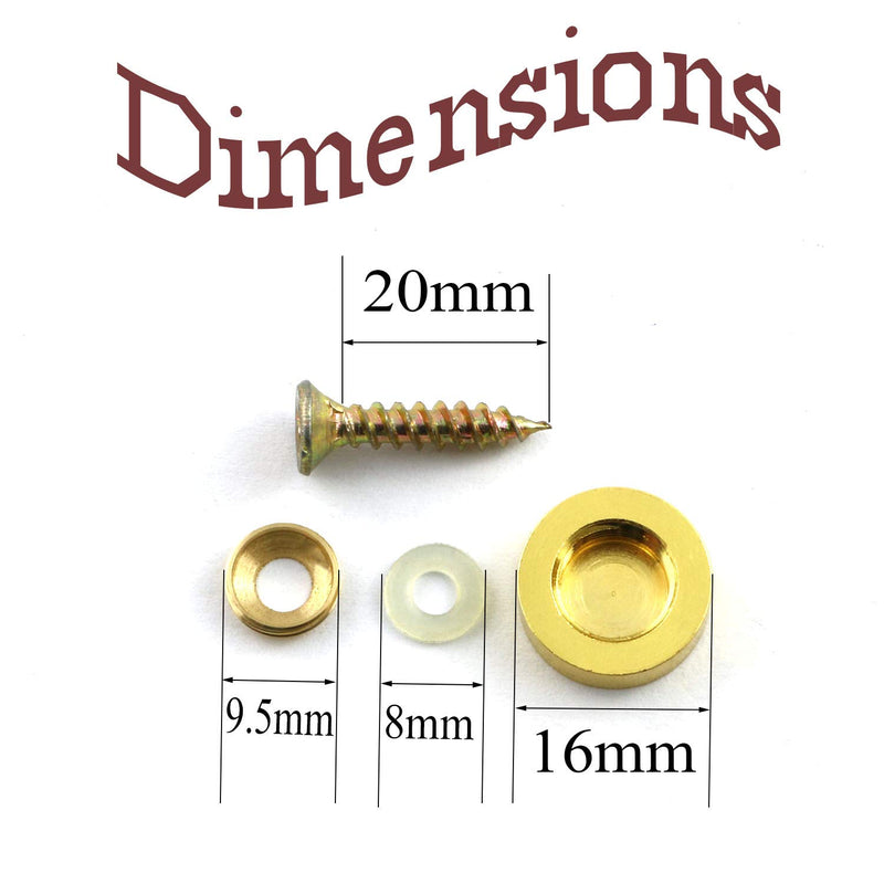 [Australia - AusPower] - 8-Pack 16mm Screw Fixed Mirror Nail for Home Improvement Household Glass Decorative Fittings Copper Caps Hardware Fastener Self-tapping Advertising Screw Gold Small-16mm 