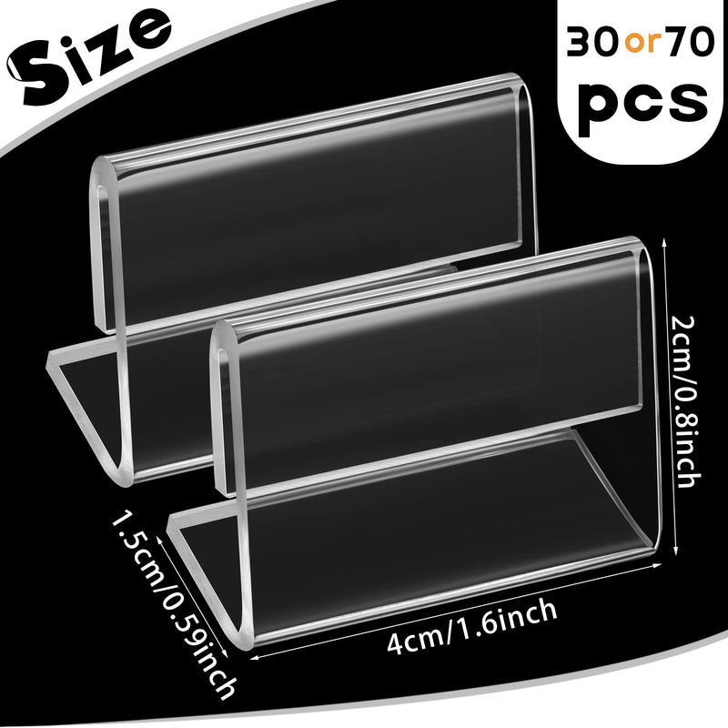 [Australia - AusPower] - 70 Pcs Mini Acrylic Sign Display Holder L Shape Tag Label Stands Clear Price Acrylic Tag Holder for Name Counter Top Retail Card Store Table Display, 1.57 x 0.79 Inch/ 4 x 2 cm 70 