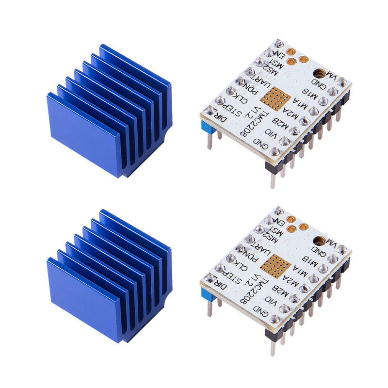 [Australia - AusPower] - 2PCS TMC2208 V1.2 3D Printer Stepper Motor Driver, Upgrade TMC2208 Stepper Driver Module with Heat Sink Screwdriver for 3D Printer Controller Mother Boards Reprap MKS Prusa i3 Ender-3 Pro 2 