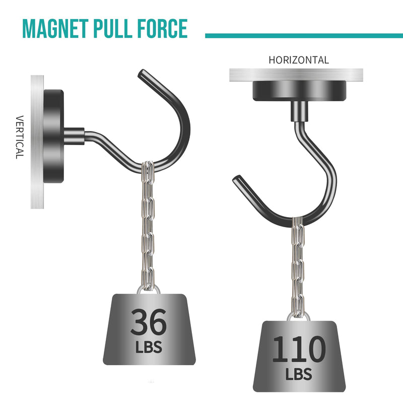 [Australia - AusPower] - 110LBS Strong Magnetic Hooks Heavy Duty, Magnets with Hooks, Magnet Hooks for Hanging, Magnetic Hook for Curtain, Home, Kitchen, Workplace (10 Pack) 110LBS-10pack 
