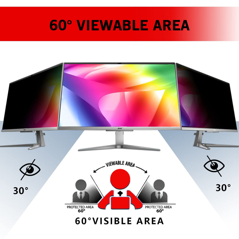 [Australia - AusPower] - PYS Monitor Privacy Screen 27 inch -for Widescreen Computer Monitor[16:9 Aspect Ratio], Anti-Spy/Anti Blue/Anti-Scratch Protector Film for Data confidentiality - (WxH:598mm x 377mm) Black 