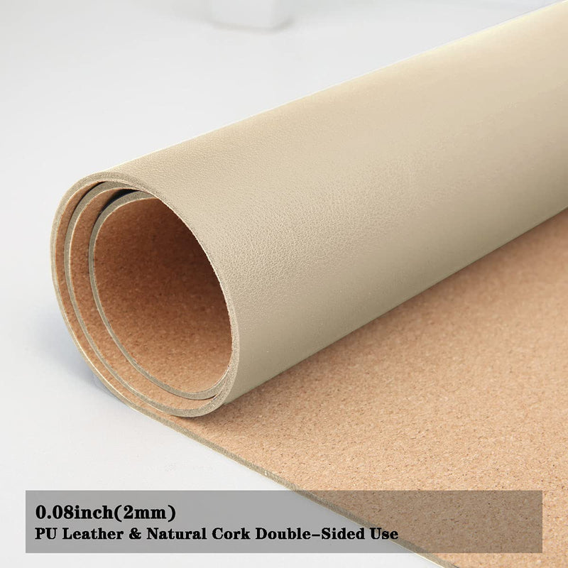 [Australia - AusPower] - Large Natural Cork & Leather Desk Pad,eco Desk mat,Double-Sided Desk Protector ,Waterproof Keyboard pad ,Desk Mouse Pad for Office/Home/Gaming(Apricot,23.6"x 11.8" ) Apricot 23.6"x 11.8" 