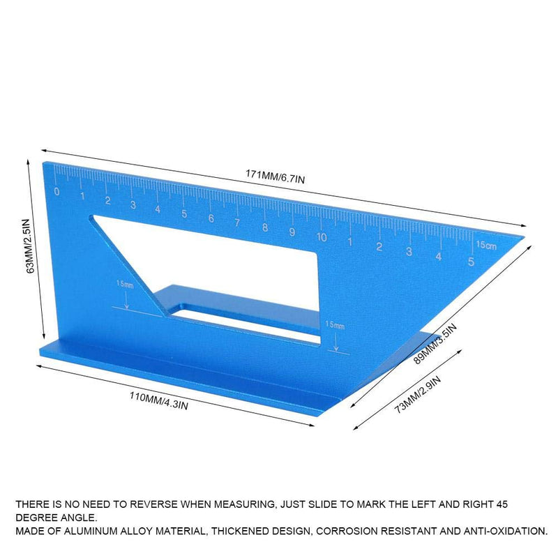 [Australia - AusPower] - 45/90 Degree Layout Miter Gauge, Aluminum Alloy Multifunctional Saddle Square Woodworking Welding Angle Gauge Ruler Edge Marking Measuring Tool 