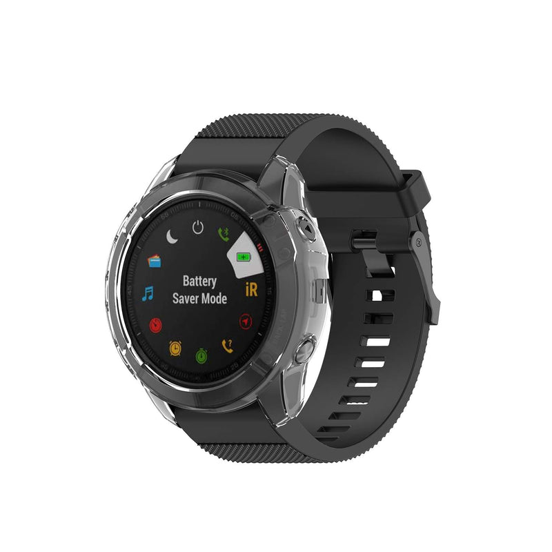 [Australia - AusPower] - RuenTech Case Cover Compatible with Garmin Fenix 6X/6X Pro/Fenix 6X Sapphire Case Protector TPU Protective Case Frame for Fenix 6X GPS Watch (Black&Transparent) Black&Transparent 