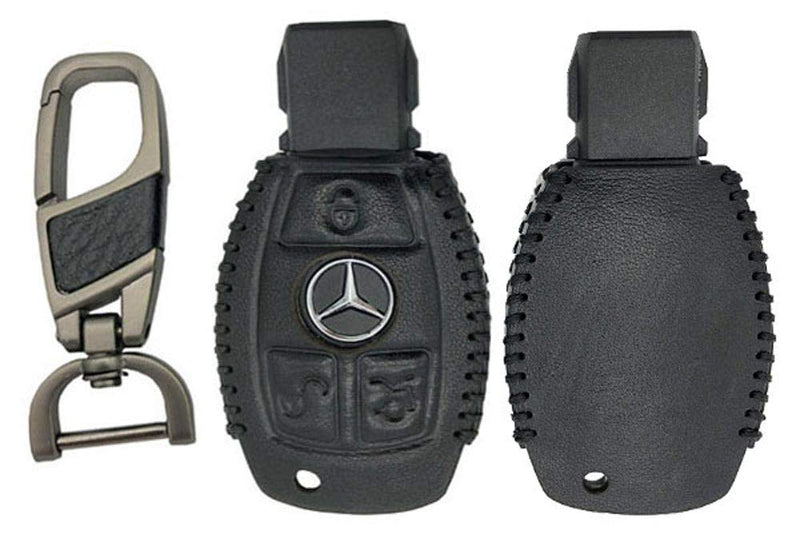 [Australia - AusPower] - Smart 3button Leather Key Cover Bag Fob Shell Car Key Cases Fit For Mercedes Benz W203 W205 W210 W211 W212 W124 Accessories black 