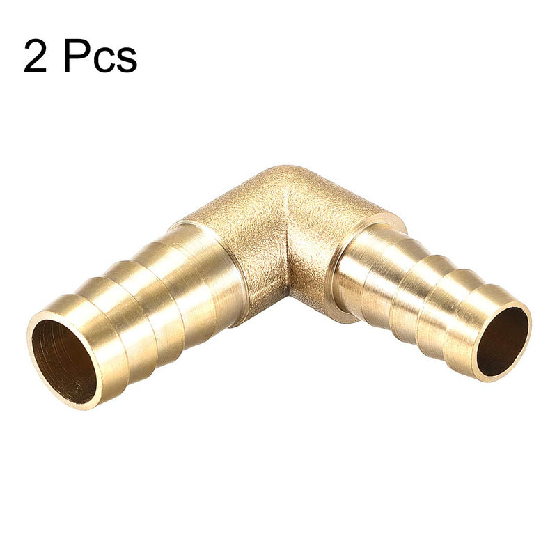[Australia - AusPower] - uxcell 12mm to 10mm Barb Brass Hose Fitting 90 Degree Elbow Pipe Connector Coupler 2pcs 